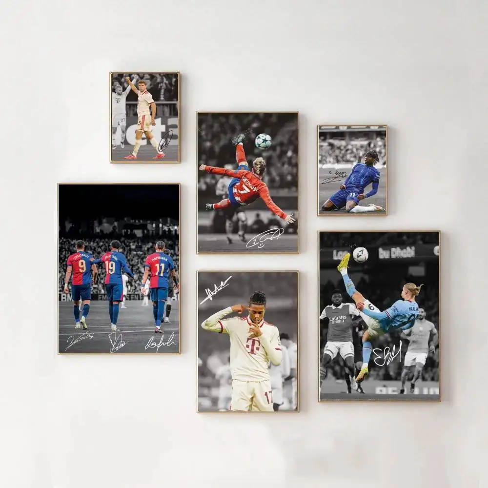 1PC Affiche de star du football, autocollante, en papier imperméable, décoration murale pour café, bar, chambre