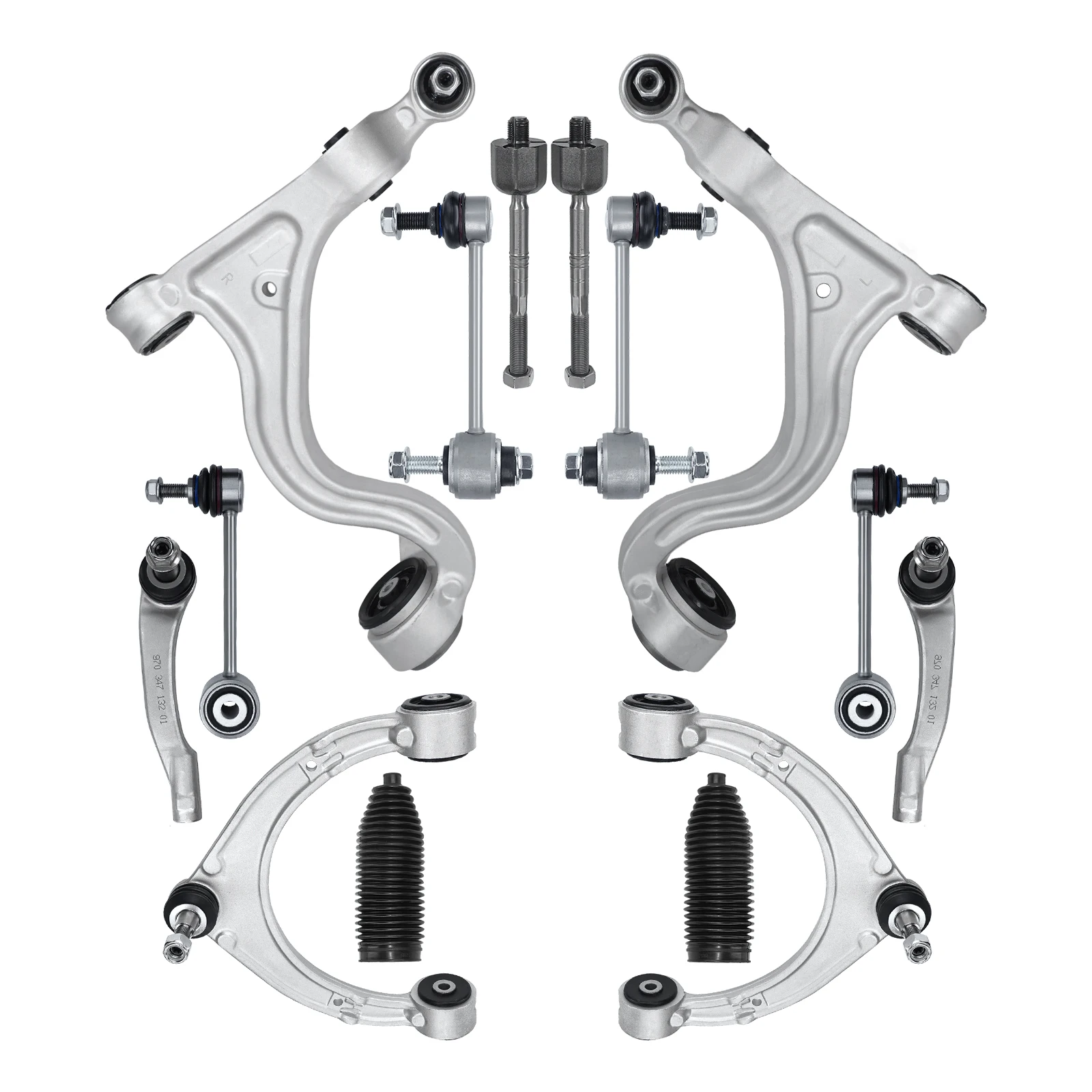 AzbuStag 14pcs Suspension Kit Front Upper Lower Control Arm Sway Bar Link Tie Rod End for 2014-16 Porsche Panamera 970