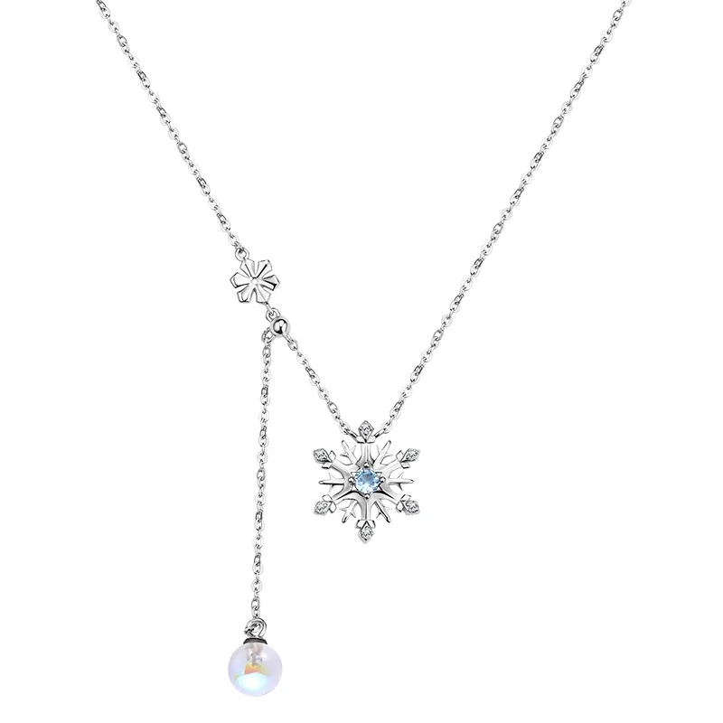 Genuine Disney Frozen Snowflake Collarbone Necklace 925 Sterling Silver Accessories