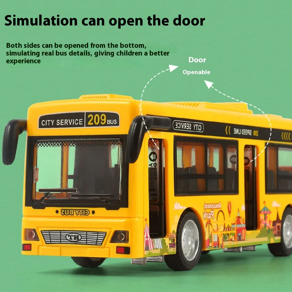 Openable Doors Simulated Bus Toys Interactive Toy Car Collection Educational Toy Boy Girl Birthday Gifts Built-in Lighting Music