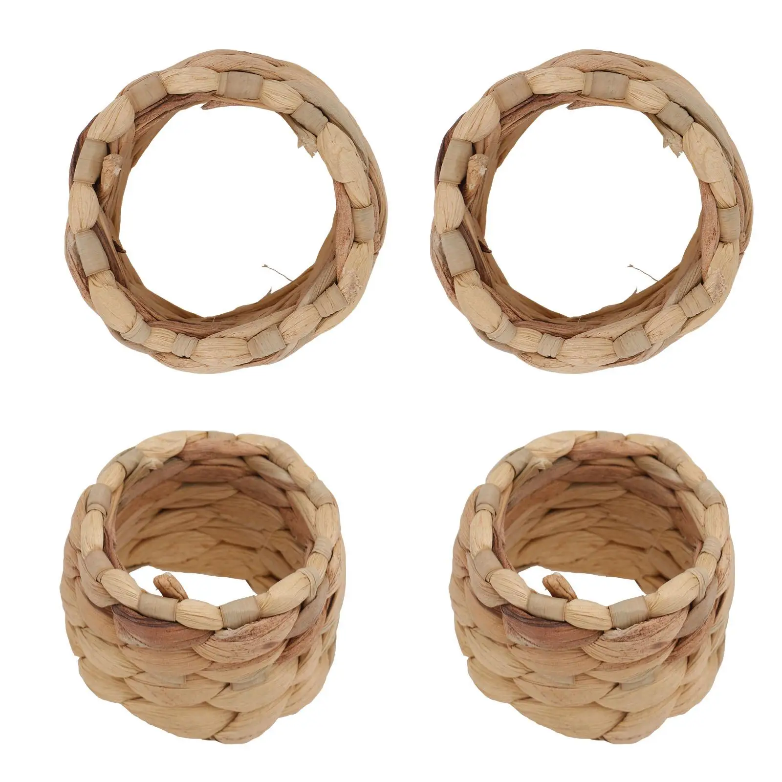 

4 Pcs Straw Weaving Craft Napkin Ring Holder for Table Party Decorative Dinner Buckle Banquet Ornament Storage