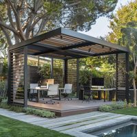 Customized Gazebo Sustainable Waterproof Remote Control Pergola Louvered Pure Aluminium Pergola Bioclimatic Motorized Patio Roof