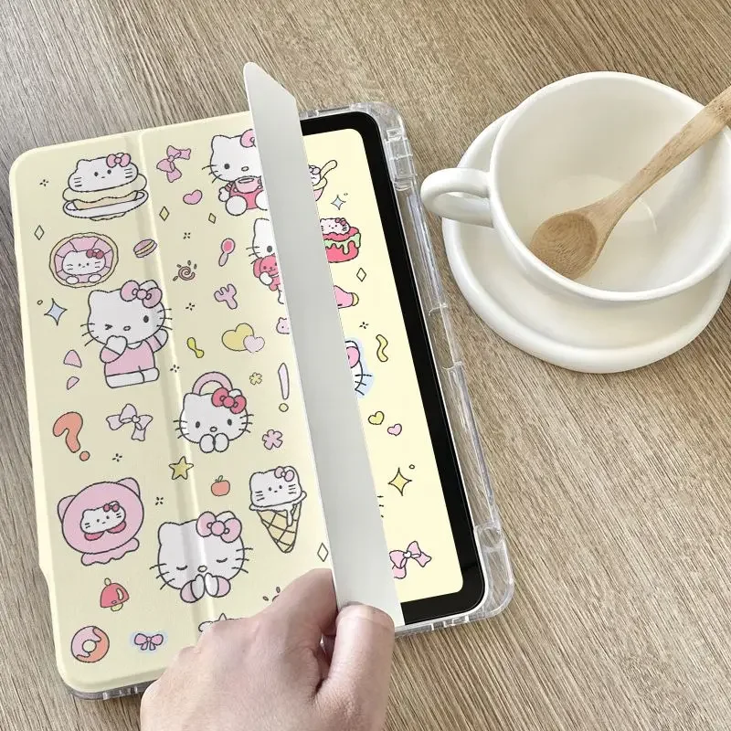 Cute Sanrio Acrylic IPad Case Hello Kitty For Ipad 8 9 10 Generation 10.2 Air 4 5 10.9in 2022 Pro Rotate With Pen Slot Shell