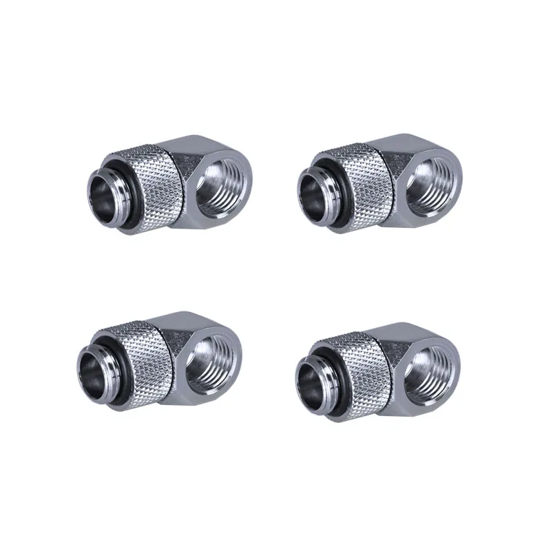 PC chłodzenie wodne 90 stopni obrotowe złączki żeńskie do męskiego F-M twarda rura złączka G1/4 ''złącze czarny/srebrny 2/4/6/8 sztuk — zdjęcie produktu 5