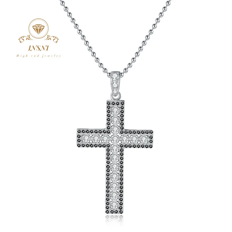0.51ct S925 الفضة D اللون مويسانيتي الهيب هوب كامل الصليب قلادة قلادة مع العصرية الشارع الشهير نمط هدية مجانية صندوق للمرأة