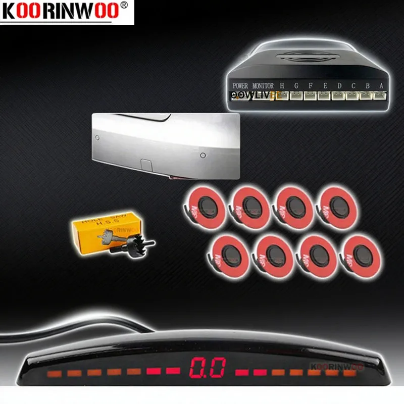 OOWLIVEE Dual CPU Car Parking Sensor 8 LCD Monitor Radars Detector Alert Indicator Original 16.5mm Flat Car Detector Jalousie