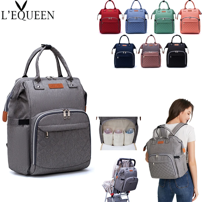 Original LEQUEEN Mommy Diaper Bag For Baby Stroller Backpack Waterproof Large Capacity Portable Travel Mummy Baby Nappy Bags