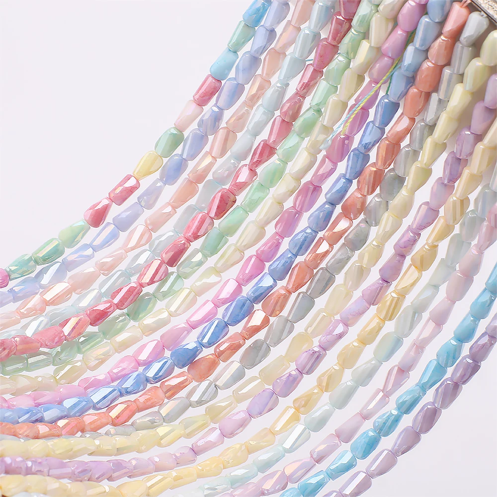 35cm AB Kristall Facettierte Glasperlen 4x7mm Knopfform Lose Zwischenperlen für DIY Schmuckherstellung Armband-Zubehör