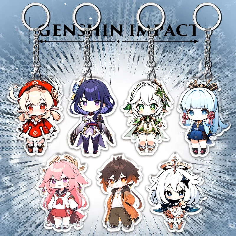 

A 12cm Genshin Impact Acrylic Keychain Student Backpack Accessories Hu Tao Yoimiya Zhongli Raiden Shogun Accessories Party Gifts