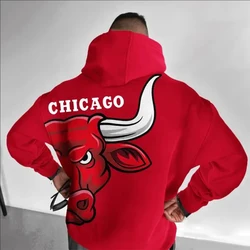 Oversized Men's Street Fashion Trend Chicago Bulls Pattern Versatile Cotton Sweatshirt Men's Sweatshirt. Men's Loose Sweatshirt