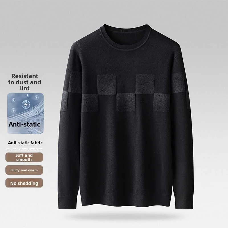 

Loose Casual Knitted irt Spring 2024 round Ne Long Sve Plaid Embroidery Top Faion Urban Sle for Young Men