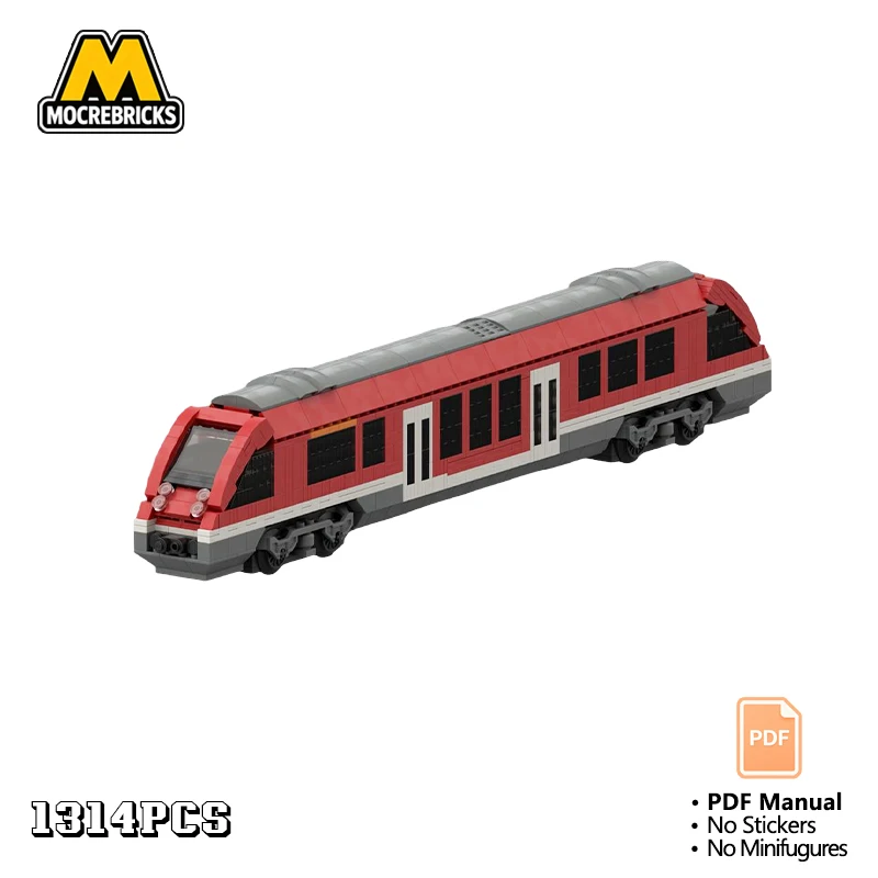 MOC Modern Regional Passenger Diesel Train Set Building Blocks Streamlined Commuter Railway Carriage Model Adult Gift Toy