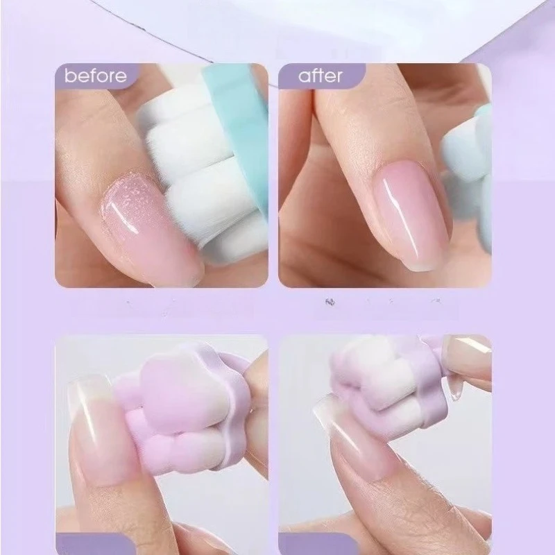 1pcs Plastic Nail Dust Brush Soft Bristles Finger Ring Style Manicure Dust Clean Brush Cat Paw Design Powder Brushes Nail Art