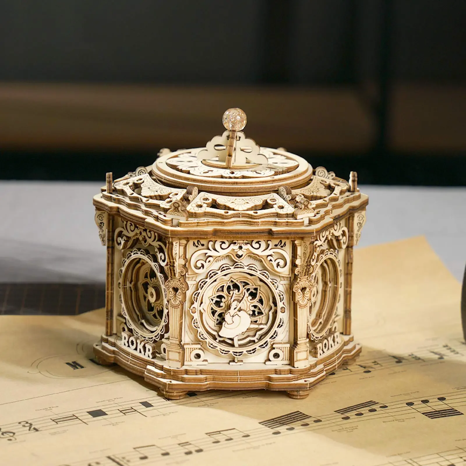 DIY Mechanical Music Box Kit 3D Wooden Puzzle Box for Adults Self-Assembly Building Project - Secret Garden