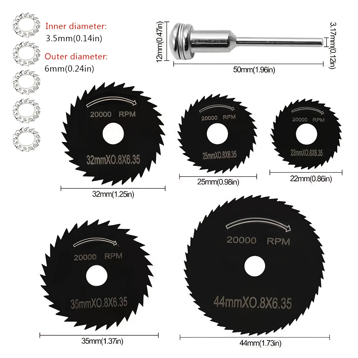 11Pcs Saw Blades Set Multi Size Cutting Discs with Anti-Slip Washers Wood Metal Cutting Blades Compatible Rotary Tool Drill Grin