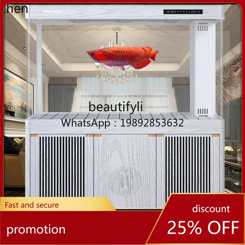 

YFY living room floor-to-ceiling aquarium hot bending arc new Chinese water-free bottom filter dragon fish tank