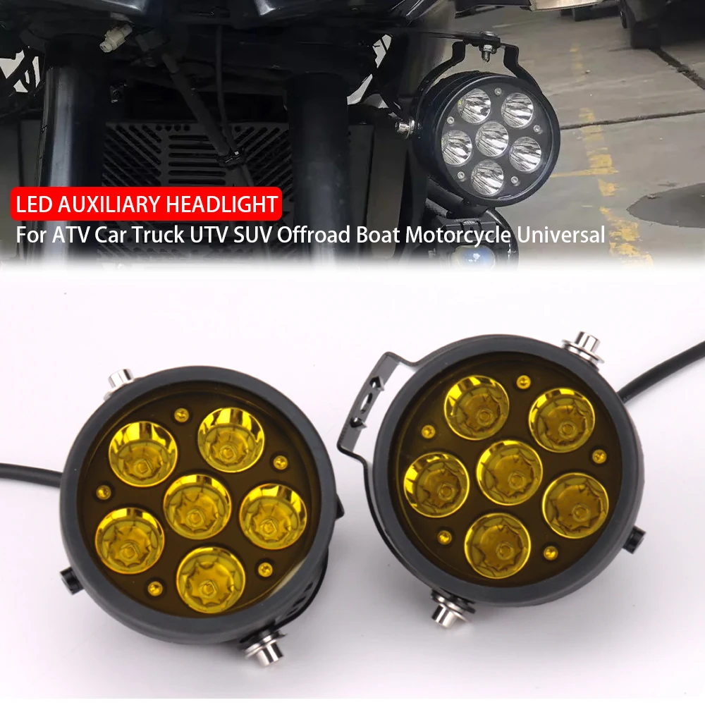 Motorcycle LED Auxiliary Headlight Yellow Fog Lights 6led Spotlight For BMW R1200GS LC ADV R1250GS Adventure F900R R9T Universal