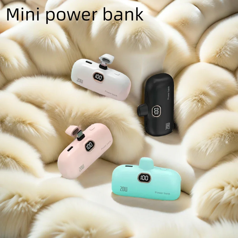 

Mini Power Bank 5000mAh High capacity Capsule Power Bank Digital Display 20W Fast Charging