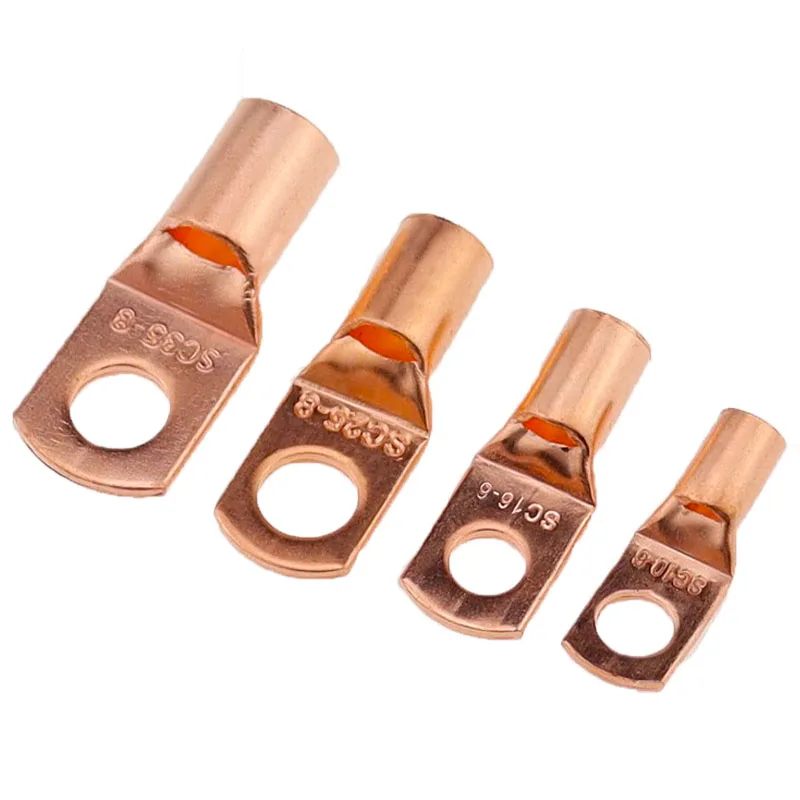 10/25/50Pcs SC Type Wire Nose Terminal SC6 SC10 SC16 SC25 AC35 Bare Copper  Block Lugs Hole 6mm 8mm 10mm Crimp Cable Connector