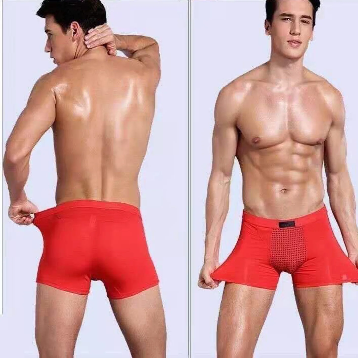 Man Magnetic Therapy Underwear Bulge Pouch Lingerie Nature Enhancing Underpants Anti-Bacteria Boxers Breathable Cotton Ice Silk