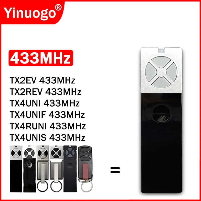 

TX4UNIS TX4RUNI TX4UNIF TX4UNI TX2REV TX2EV Garage Door Electric Gate Remote Control 433MHz Rolling Code Hand Transmitter