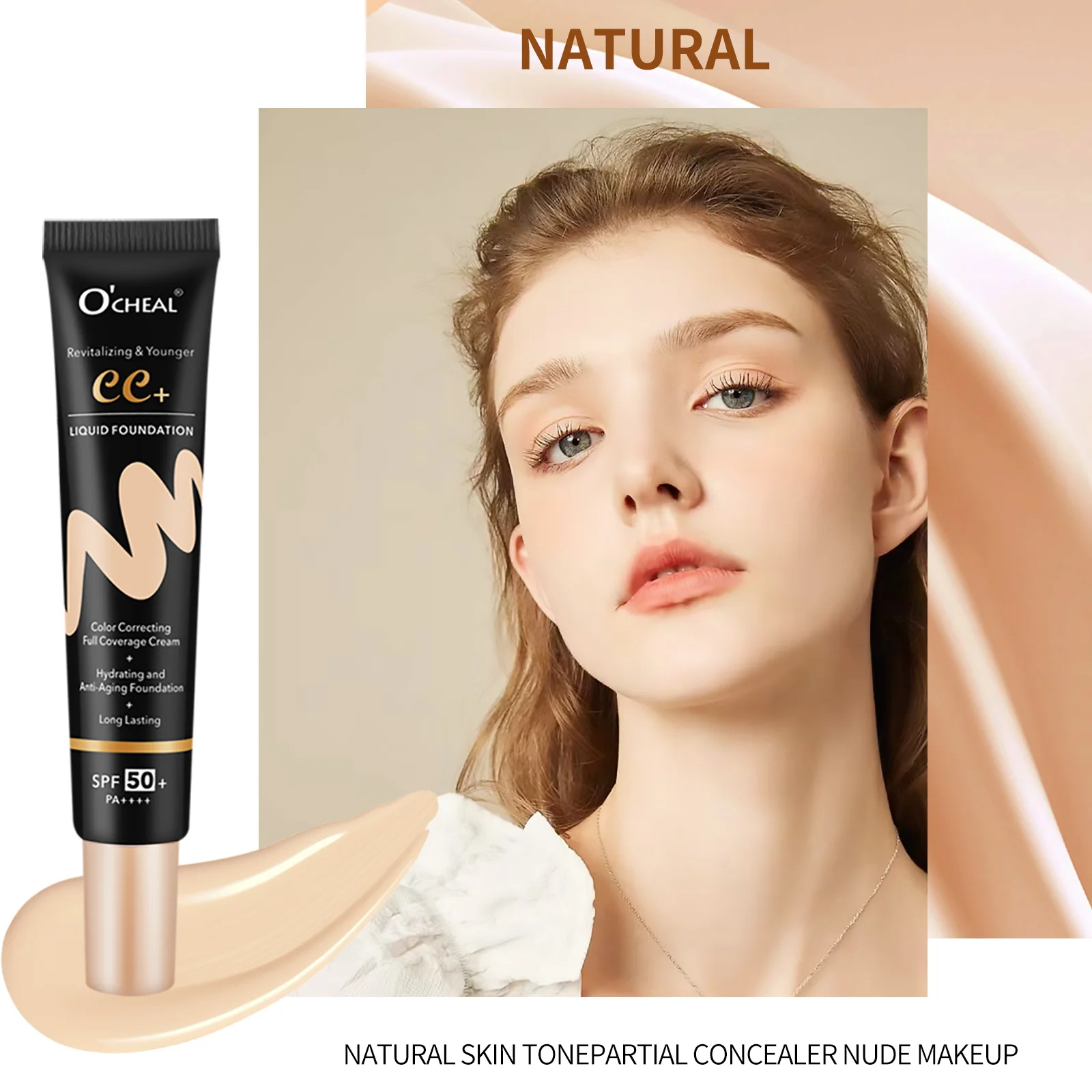 Ocheal 30g BB/CC sunscreen Cream SPF 50/PA+++ Facial Liquid Foundation Cream Anti-Aging Long Lasting Full Coverage Cream Powder