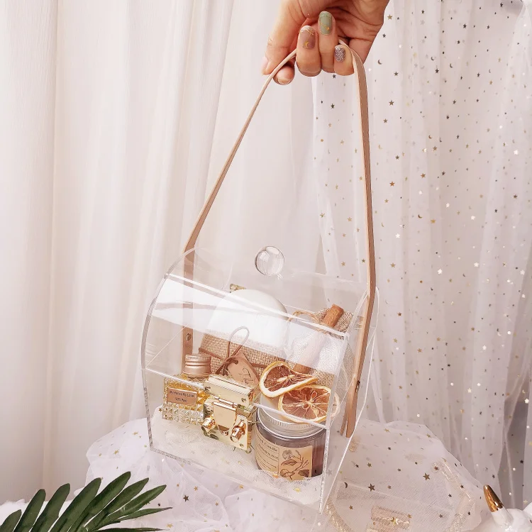 Square Clear ACRYLIC Boxes Wedding Favor transparent Gift Box Transparent Party Candy Bags Chocolate Jewelry Candy Packaging Bag