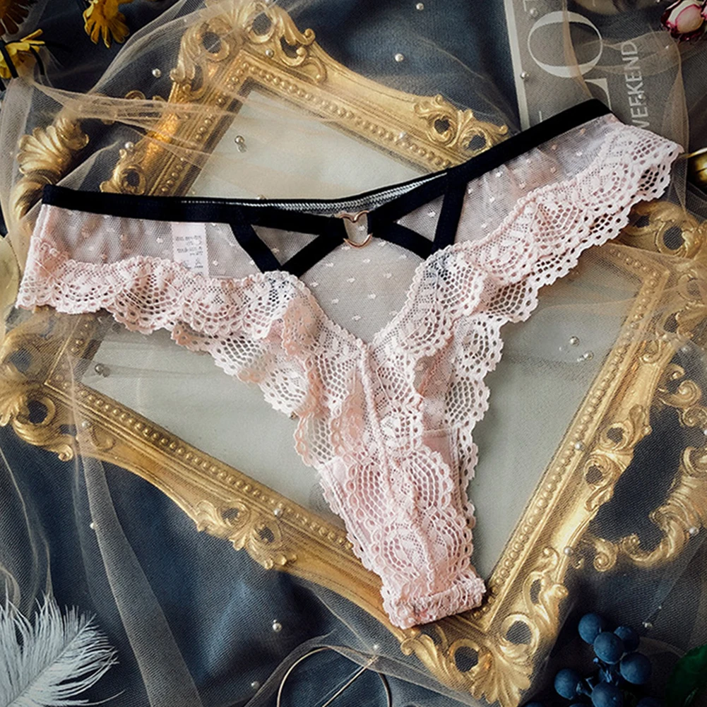 

Large Lace Mesh Polka Dot Transparent Lingeries Sexy Hot Hollow Out Seamless Brazilian Underwear Low Waist Pants Women's Panties