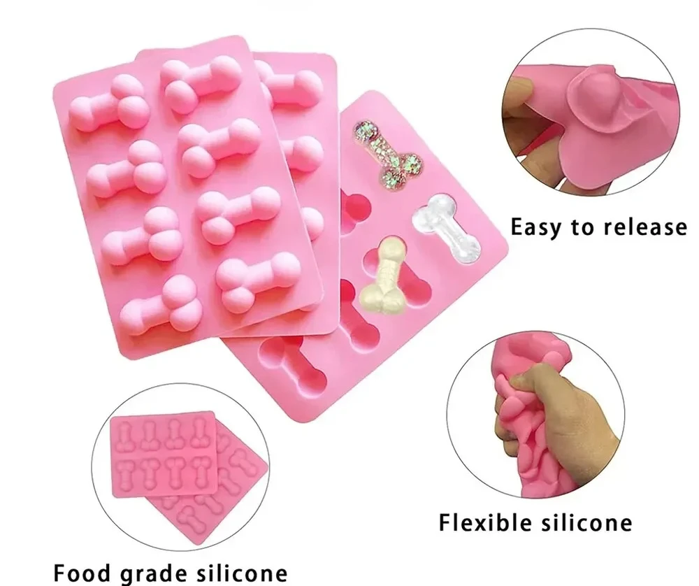 Funny Dicks Chocolate Mould Ice Cube Tray Adult Party Genitals Dessert Sexy Penis Chest Silicone Cake Mold Baking Cake Tools