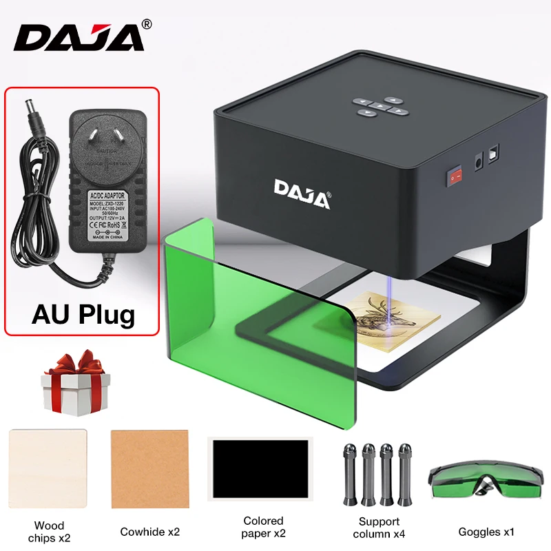 DAJA Lasergraveerder CNC Diy DJ6 Lasergraveermachine 3000 mw Snelle Mini Logo Mark Printer Cutter Houtbewerking Hout Plastic Glas
