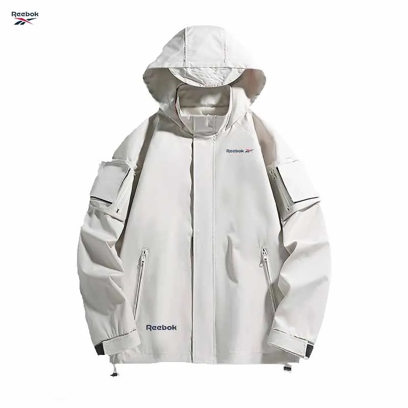 Reebok logo hooded zipper jacket - Waterproof mountain biking coat - Men's and women's outdoor sports clothing - Lightweight and - view 6
