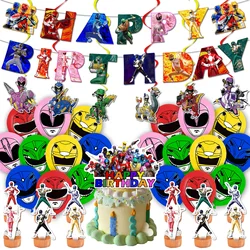 Alien warriors Power Rangered Birthday Party Decoration Latex Balloon Banner Cake Topper Rangered Party Supplies For Baby Shower
