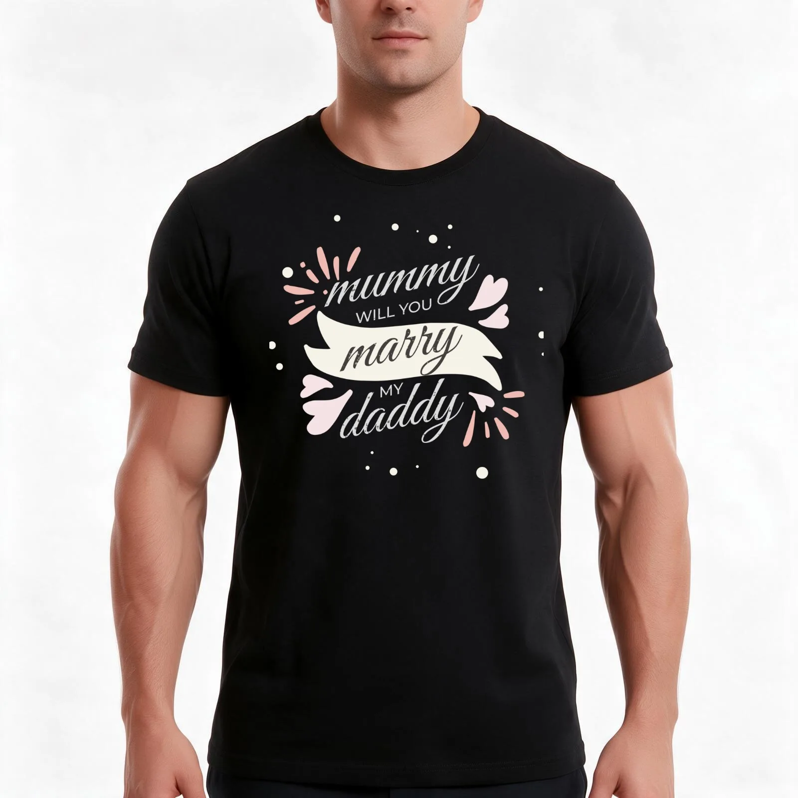Mummy will you marry my daddy wedding proposal baby onesie T-Shirt, Summer Casual Cotton Tee, Oversized Streetwear Tops