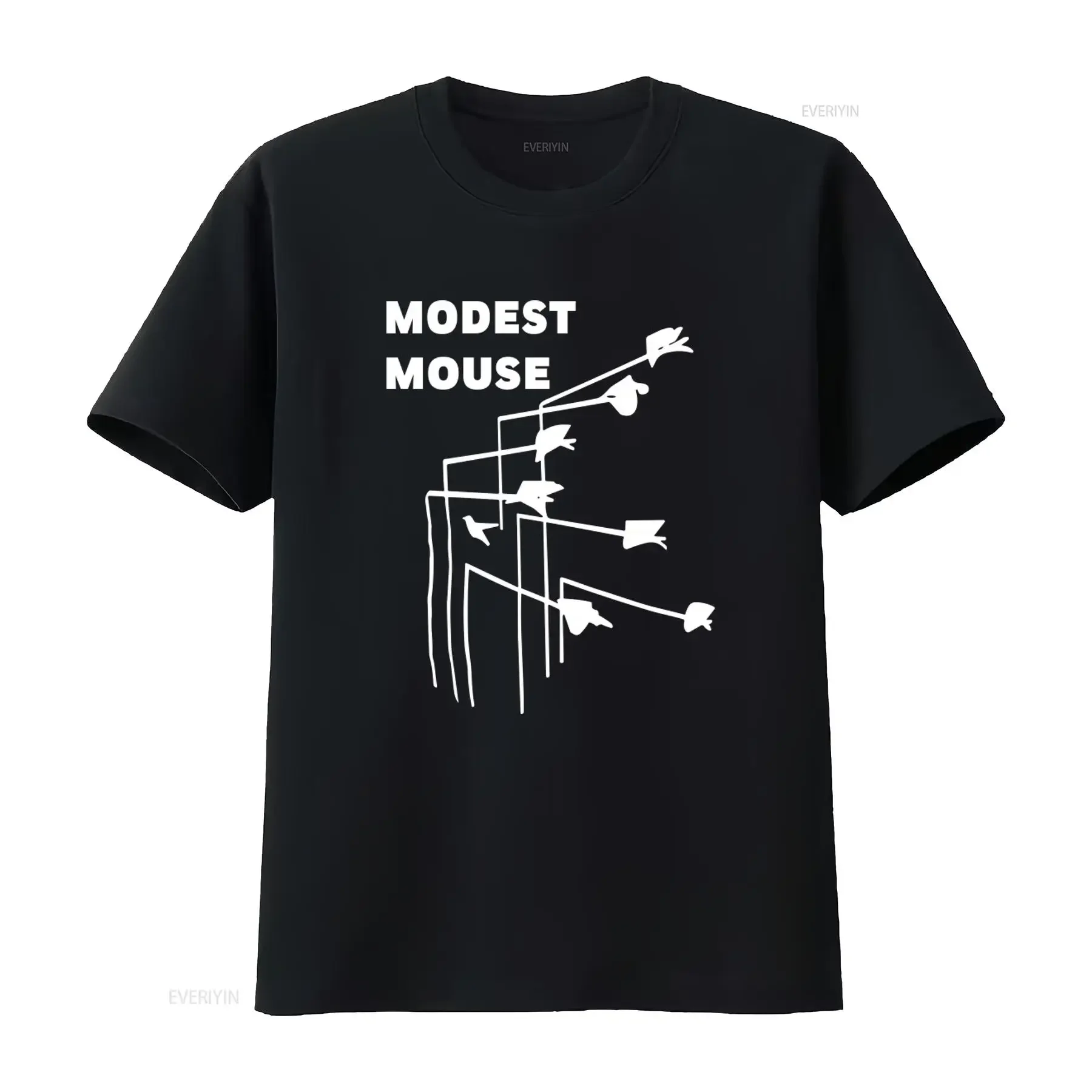 Modest Mouse T Shirt Black Album Cover Print for Music Fans Retro Style  vintage Washed Slightly Casual fashion Unisex