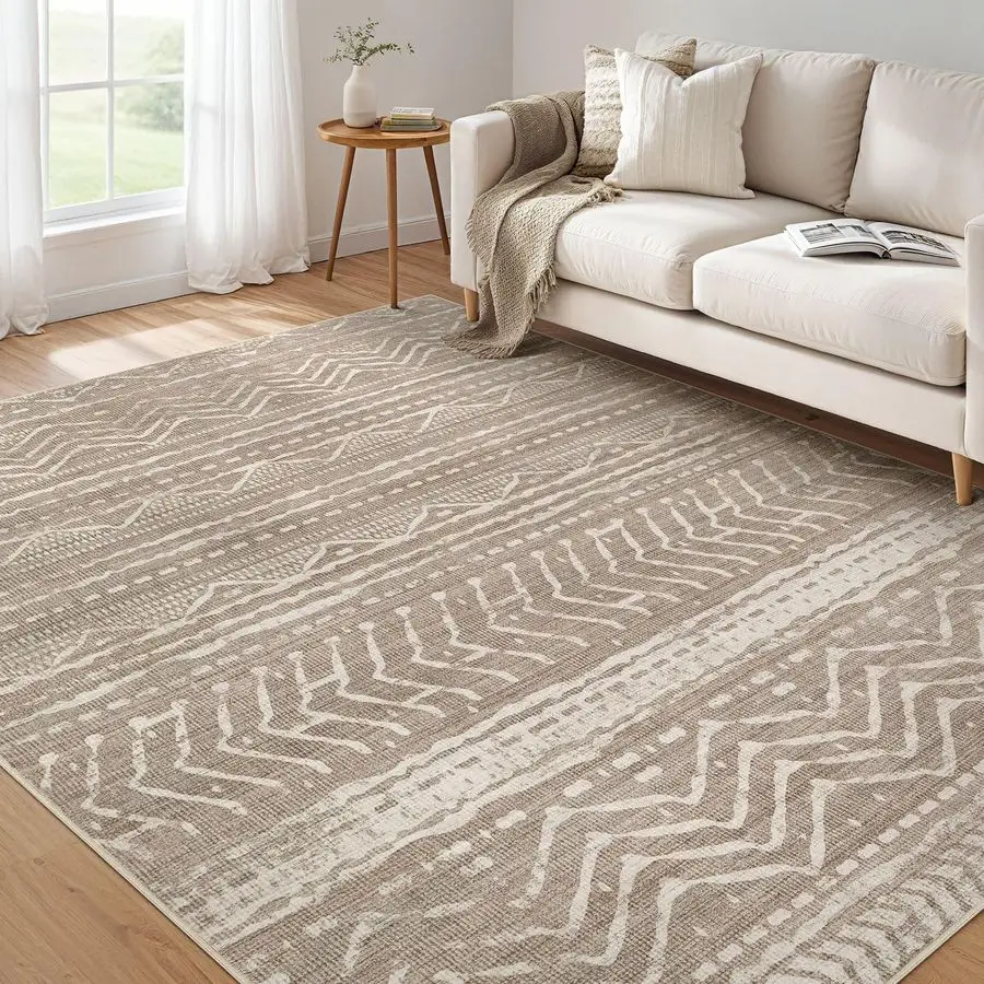 

5x7 Area Rugs Living Room Washable Boho Large Neutral Soft Rug Farmhouse Stain Resistant Modern Indoor NonSlip Floor Carpet for