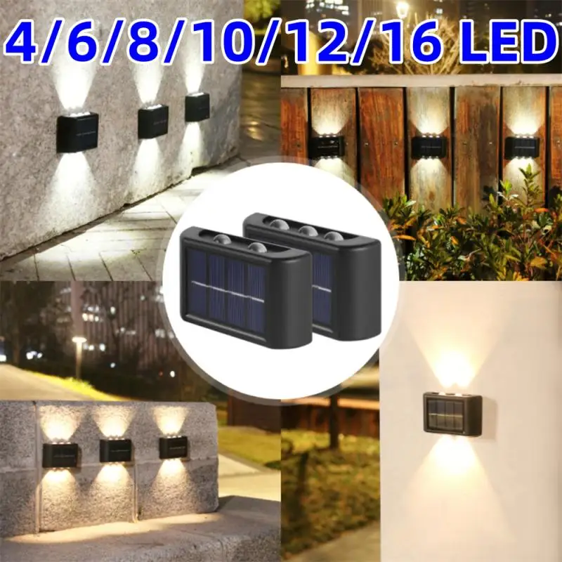 

4/6/8/10/12/16LED Solar Wall Lamp Outdoor Waterproof Solar Powered Light UP And Down Illuminate Home Garden Yard Decoration