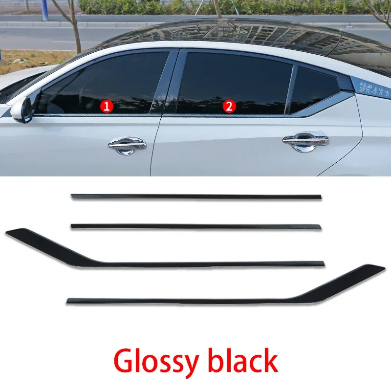 new FIT FOR Nissan Altima 2019 2020 2021 2022 2023 steel Glossy Black carbon Car Window Trim Molding Cover trim Chrome delete