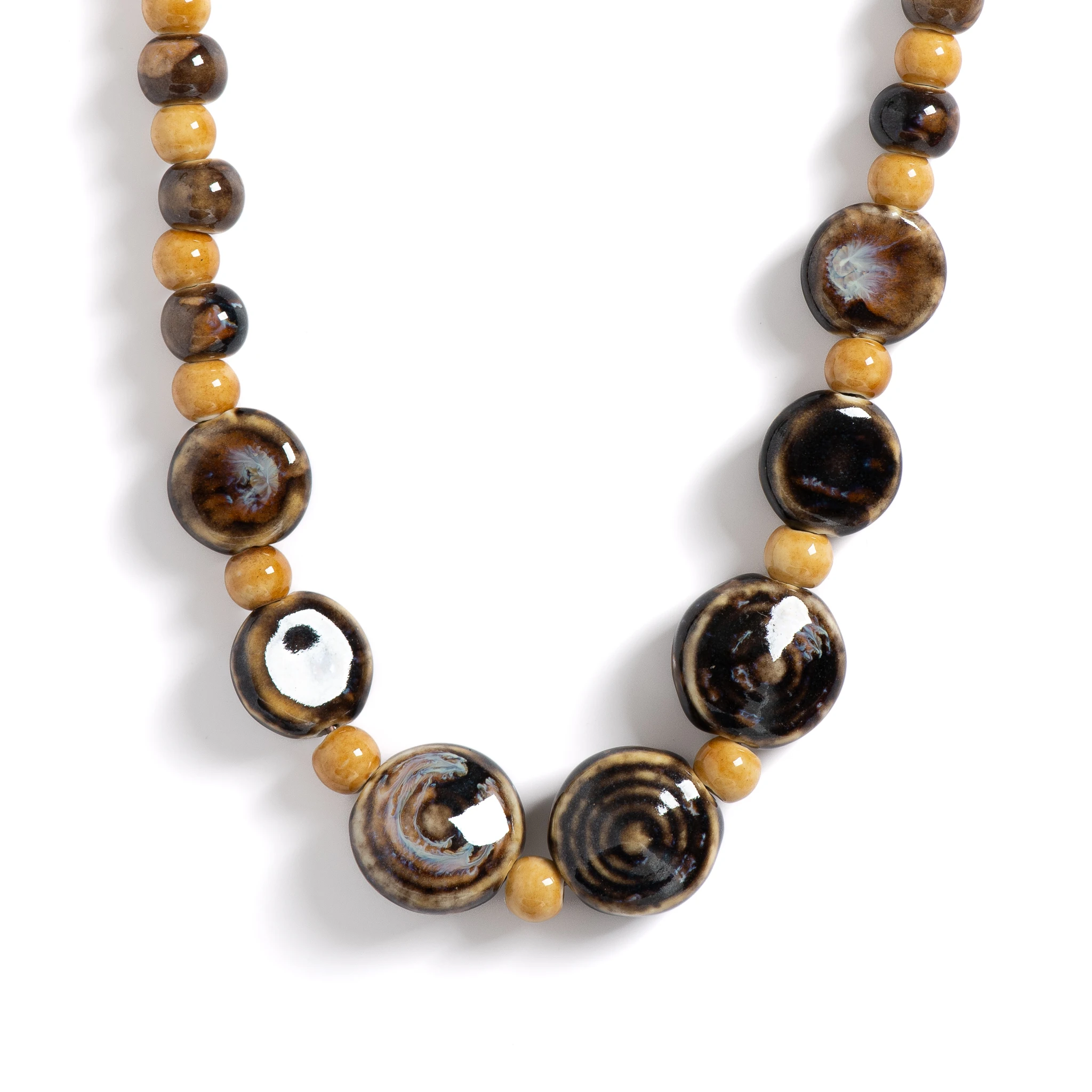 Colorful Distressed Retro Irregular Ceramic Gift Neckalce artware Antique wholesale Necklaces & Pendants For women #XN026-7