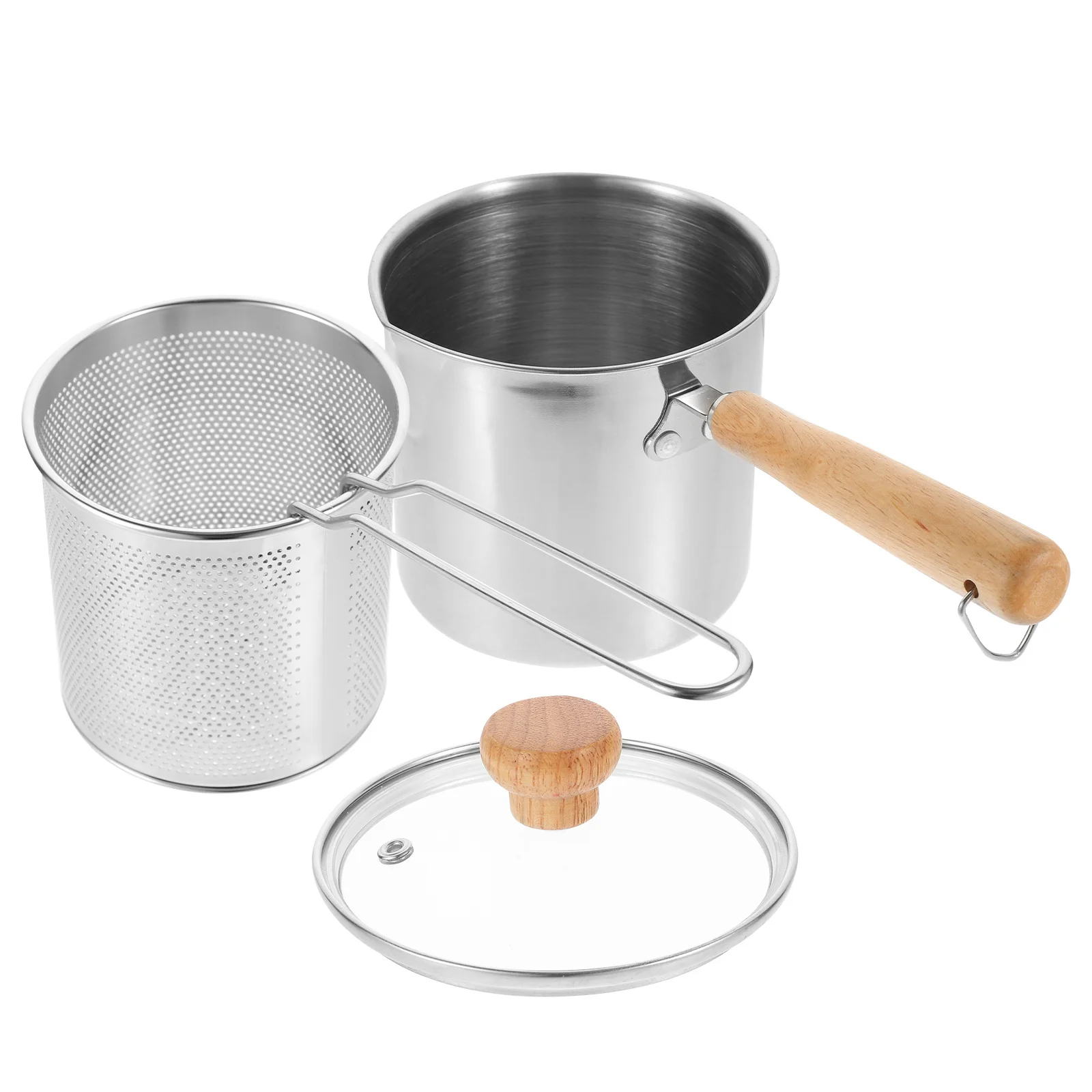 1 set 1 Set Stainless Steel Deep Fryer Pot Fry Basket Mini Frying Kit Household Kitchen Cookware Set Ergonomic Handle Fast Heat