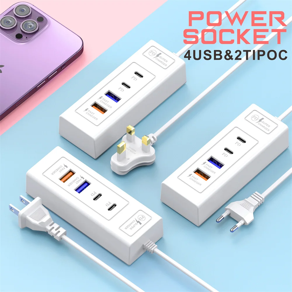 USB 4 Ports Charger Type C Fast Charging Wall Power Adapter For Xiaomi Samsung Huawei Quick Charge3.0 USB Travel Phone Charger