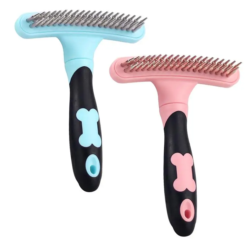 1pc Pet Grooming Brush Double Sided Shedding And Dematting Undercoat Rake Comb For Dogs And Cats Comb With Anti-Slip supplieeeee