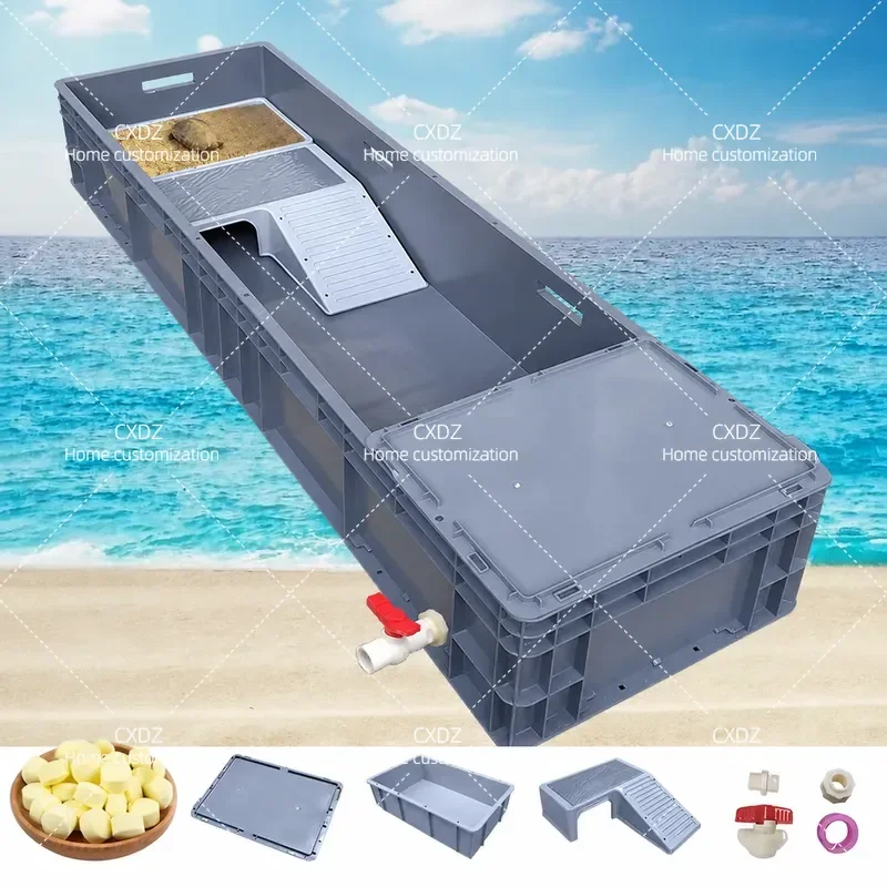 Large Turtle Tank Feeding Box Household Thickened Plastic Aquarium Side Row Fish Container Pet Reptile Habitat