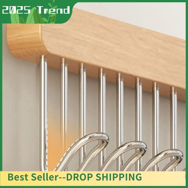 

AD33 HOT Clothes Organizer Wooden Hanger With 8 Hooks - Multifunctional For Belts, Beanies, And Bras, Perfect For Closet Right S