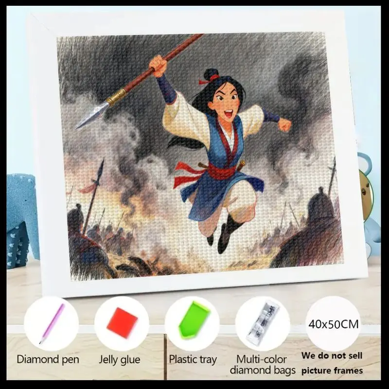 1 шт. Disney Мулан Воин Принцесса 5D Набор алмазной живописи, DIY Полный дрель Горный хрусталь Набор драгоценных камней, Боевая сцена героев действий De