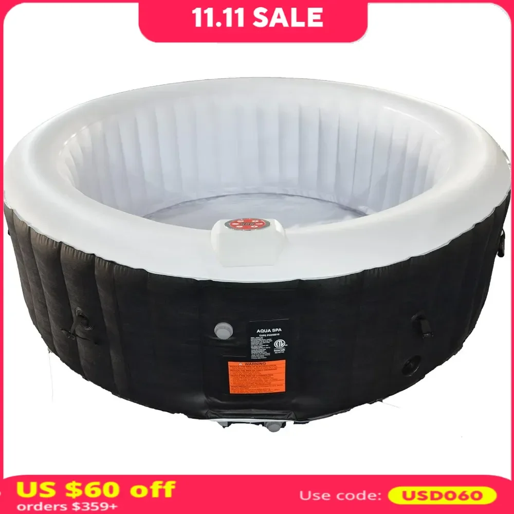 4 Person Inflatable Hot Tub,with Cover, Portable Blow Up Hot Tub With 130 Bubble Jets, Indoor Outdoor,swimming Pool