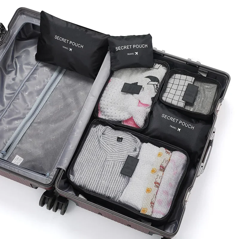 6/1pc sacos de armazenamento de roupas de viagem à prova dwaterproof água portátil organizador de bagagem bolsa embalagem cubo 9 cores estoque local