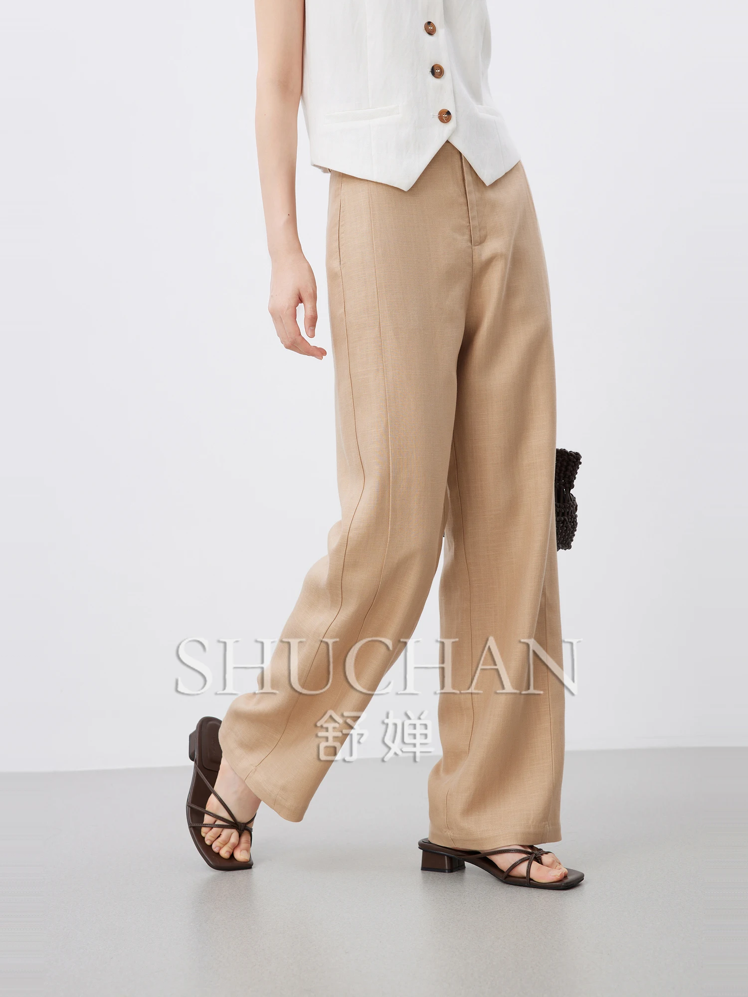 

Good Quality, Cool Breathing Pants, Lyocell Linen, Semi-elastic Waist Three-dimensional Tailoring Straight-leg Pants Women