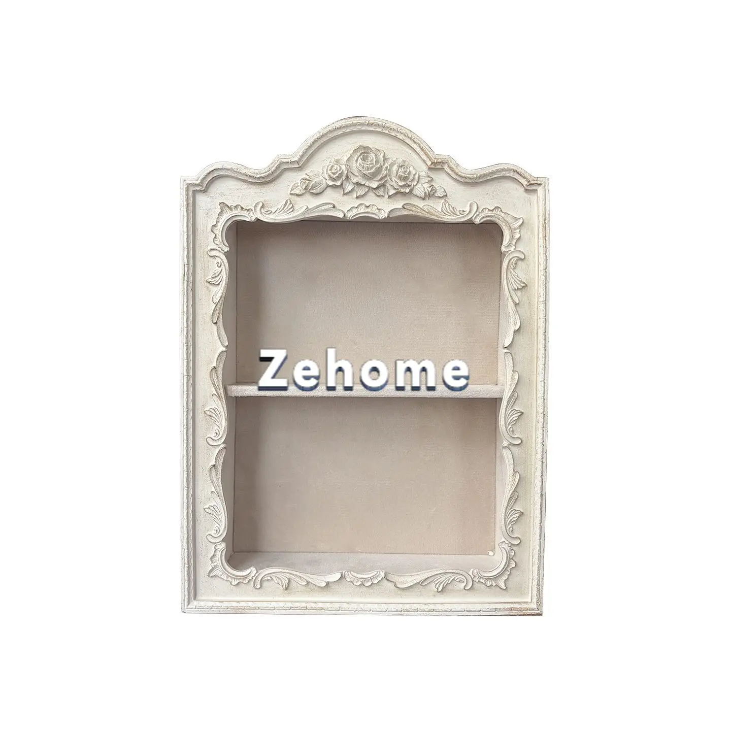 French retro white engraved shelf European resin relief multi-layer storage wall cabinet wall decoration