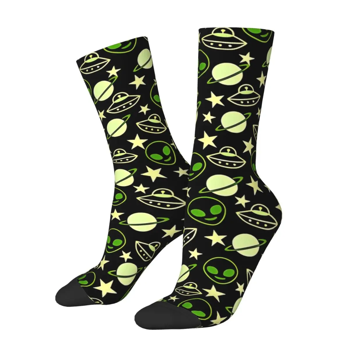 

Little Aliens Spaceships Planets Stars Socks Autumn Stockings Funny Men Breathable Socks Graphic Outdoor Non-Slip Socks