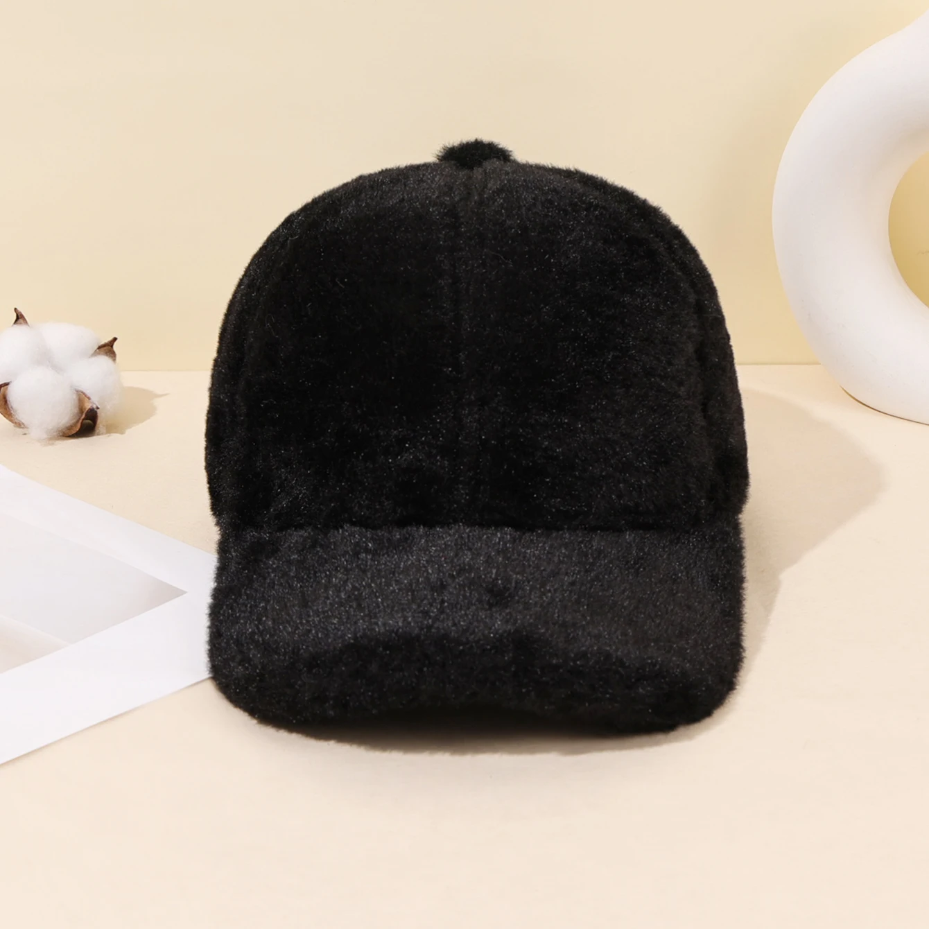 الخريف والشتاء في الهواء الطلق سميكة أفخم قبعة بيسبول للنساء عادية بلون الدفء تقليد أرنب الشعر بطة اللسان قبعة #2